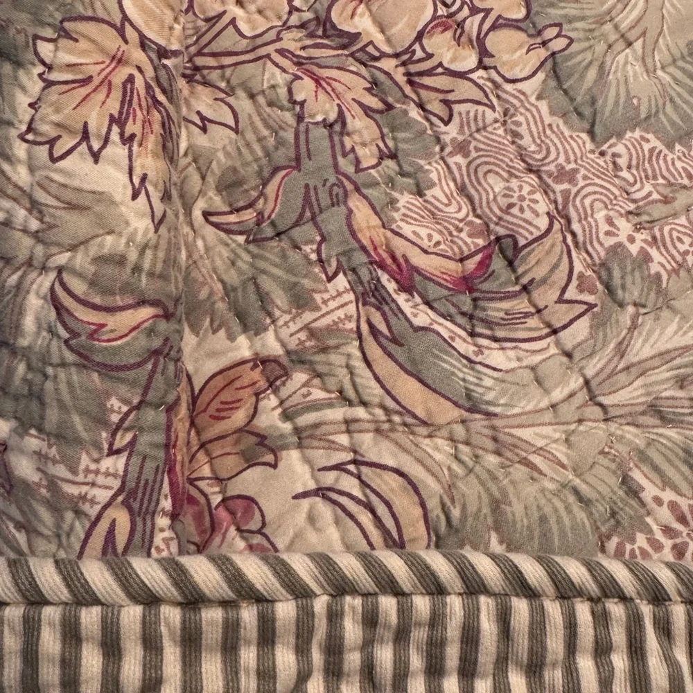 Pine Cone Hill Pinkish Coral and Gray Floral Quilt